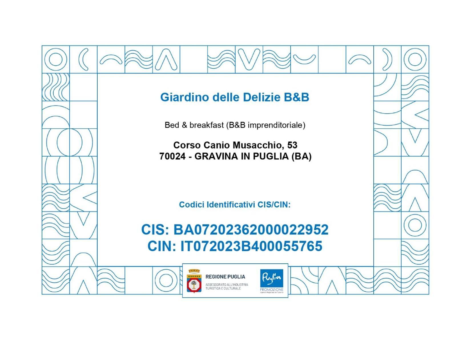 B&B Giardino Delle Delizie 그라비나인풀리아 외부 사진